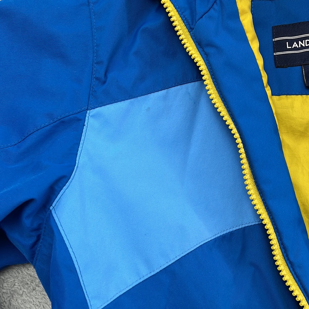 Lands End M 10-12 Blue Yellow Full Zip Lined Coat - Picture 5 of 13